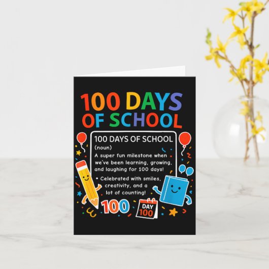 Happy 100th Day Of School Student Design, 100 Days Kaart (Gele Bloem)