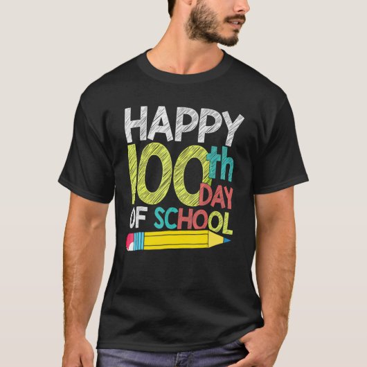 Happy 100th Day Of School Student For 100 Days Of  T-shirt (Voorkant)