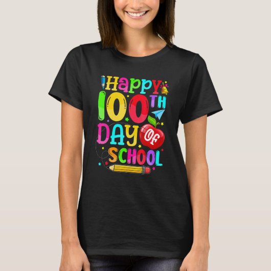 Happy 100th Day Of School Teacher Boy Girl 100 Day T-shirt (Voorkant)
