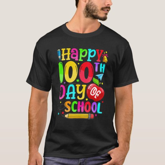 Happy 100th Day Of School Teacher Boy Girl 100 Day T-shirt (Voorkant)