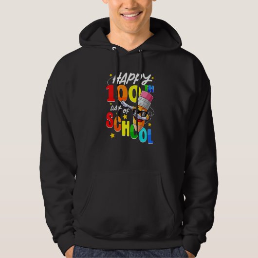 Happy 100th Day of School Teacher Dabbing 100 Days Hoodie (Voorkant)