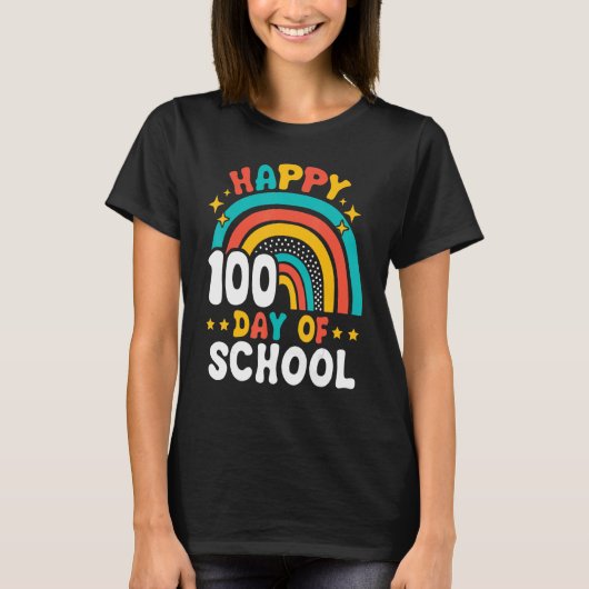 Happy 100th Day Of School Teacher Kids 100 Days Ra T-shirt (Voorkant)