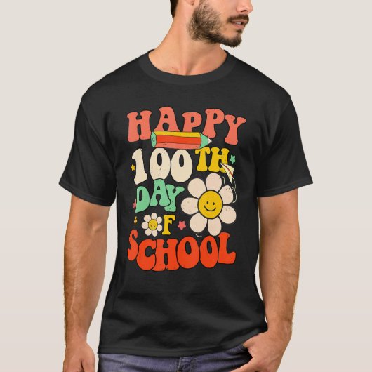 Happy 100th Day Of School Teacher Kids 100 Days Re T-shirt (Voorkant)