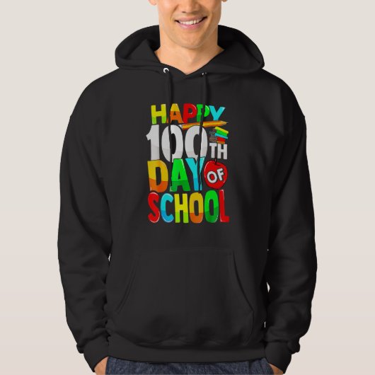 Happy 100th Day Of School Teacher Kids Happy 100 D Hoodie (Voorkant)