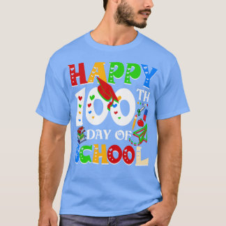 Happy 100th Day Of School Teacher Rainbow 100 Da T-shirt