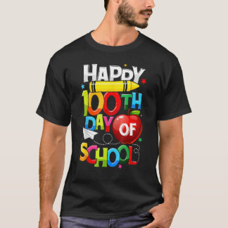 Happy 100th Day Of School Teacher Rainbow 100 Day T-shirt