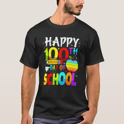 Happy 100th Day Of School Teacher Rainbow 100 Days T-shirt (Voorkant)