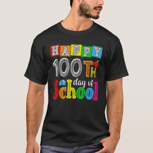 Happy 100th day of school teacher student 100 days t-shirt (Voorkant)