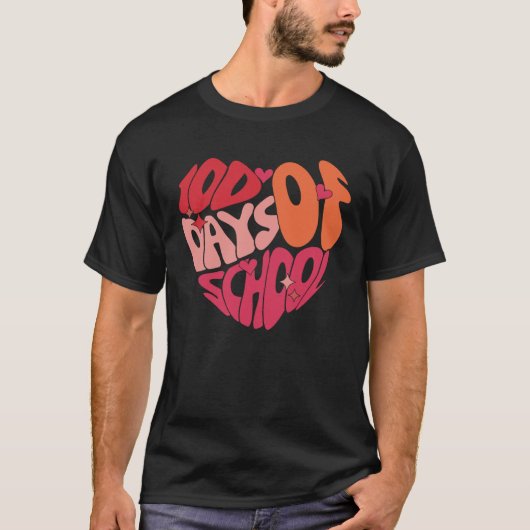 Happy 100th Day Of School Teacher Valentines Heart T-shirt (Voorkant)