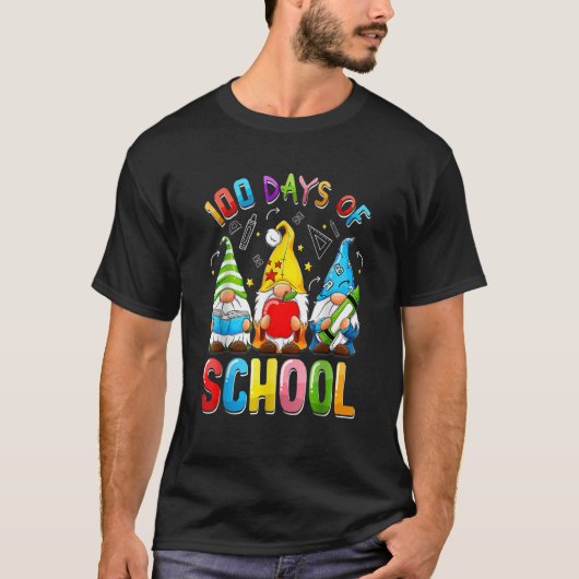 Happy 100th Day Of School Three Gnomes Virtual Tea T-shirt (Voorkant)