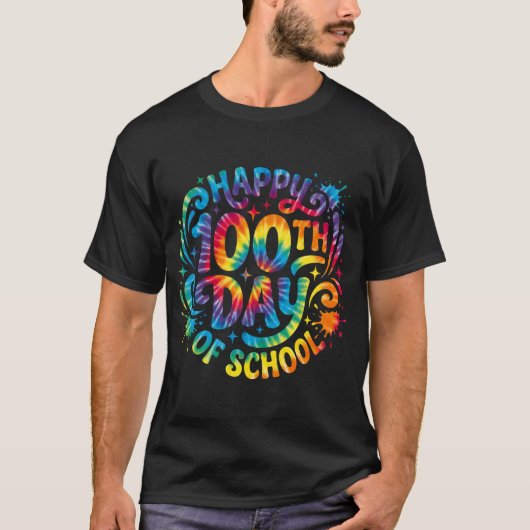 Happy 100th Day of School Tie Dye 100 Days Smarter T-shirt (Voorkant)