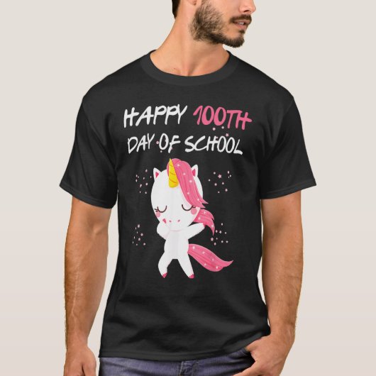 Happy 100th Day of School Unicorn Face Mask Virtua T-shirt (Voorkant)