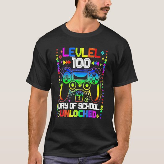 Happy 100th Day Of School Video Gamer Level 100 Un T-shirt (Voorkant)