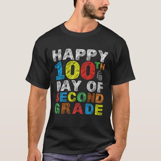 Happy 100th Day of Second Grade Gift 2nd Class Sch T-shirt (Voorkant)