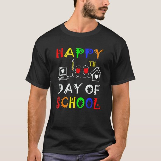 Happy 100th Day Of Virtual School Students And Tea T-shirt (Voorkant)