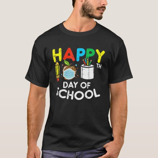Happy 100th Day School Leopard Apple Mask Quaranti T-shirt (Voorkant)