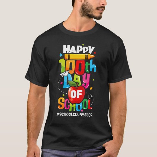 Happy 100th Days Of School School Counselor T-shirt (Voorkant)