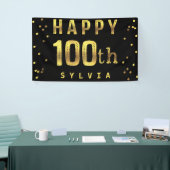 Happy 100th Faux Gold Foil Confetti Black Spandoek (Beurs)