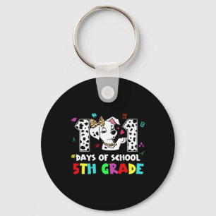 Happy 101 dagen School 5th Grade Dog 100 dagen Sma Sleutelhanger