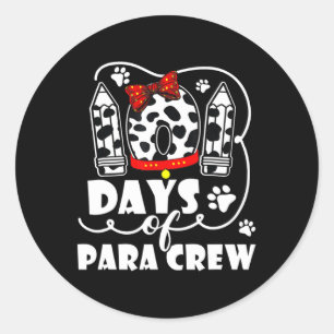 Happy 101 dagen School Para Crew Dog 100 dagen Sma Ronde Sticker