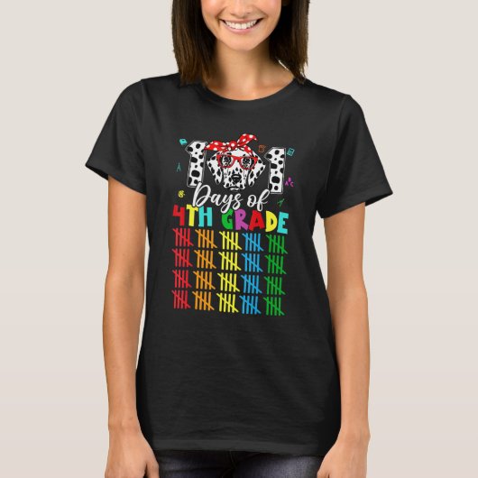 Happy 101 Days School 4TH Grade Dog Lover Student  T-shirt (Voorkant)
