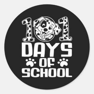 Happy 101 Days School Cute Dog 100 dagen slimmer S Ronde Sticker