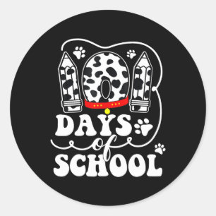 Happy 101 Days School Schattige Hondenliefhebber 1 Ronde Sticker
