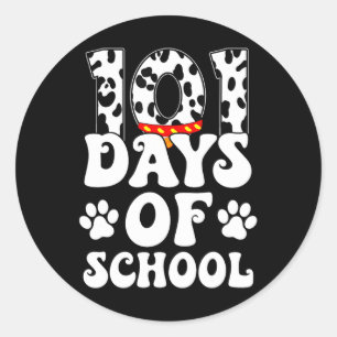 Happy 101 Days School Schattige Hondenliefhebber 1 Ronde Sticker