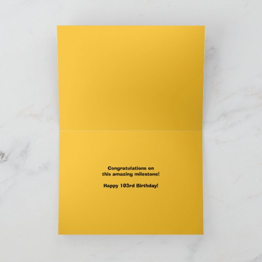 Happy 103e Verjaardag Groot 103 Afbeelding Lijst Feestdagen Kaart (Binnen)