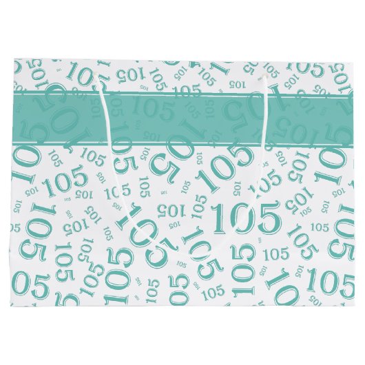Happy 105th Birthday Blauwgroen Random Number Patt Groot Cadeauzakje (Achterkant)