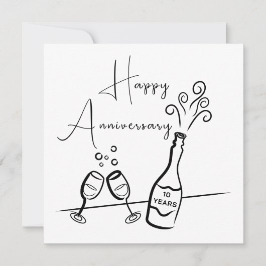 Happy 10e Jubileum Champagne Celebration Kaart (Voorkant)
