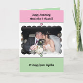 Happy 10th Anniversary add name pink green Kaart (Voorkant)