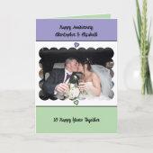 Happy 10th Anniversary add name purple green Kaart (Voorkant)