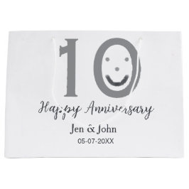Happy 10th anniversary name date gray bold emoji groot cadeauzakje