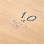 Happy 10th anniversary name date gray metal star b acryl uitnodigingen (Laagn)