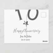 Happy 10th anniversary name date gray metal star b briefkaart (Achterkant)