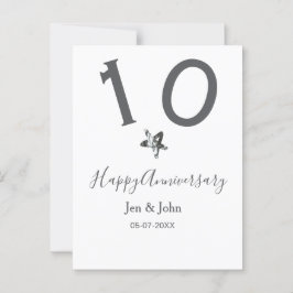 Happy 10th anniversary name date gray metal star b briefkaart