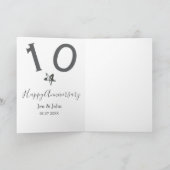 Happy 10th anniversary name date gray metal star b kaart (Binnen)