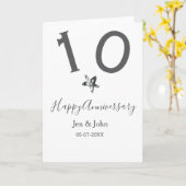 Happy 10th anniversary name date gray metal star b kaart (Gele Bloem)