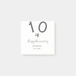 Happy 10th anniversary name date gray metal star b post-it® notes