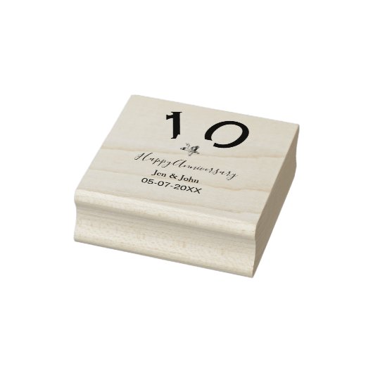 Happy 10th anniversary name date gray metal star b rubberstempel (Stempel)
