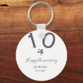Happy 10th anniversary name date gray metal star b sleutelhanger (Achterkant)