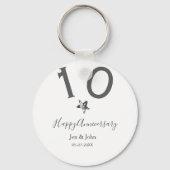 Happy 10th anniversary name date gray metal star b sleutelhanger (Achterkant)
