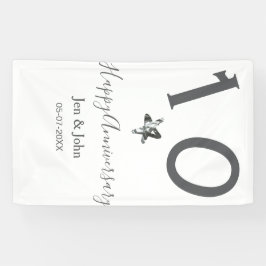 Happy 10th anniversary name date gray metal star b spandoek