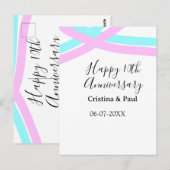 Happy 10th anniversary simple minimal wedding name briefkaart (Voorkant / Achterkant)
