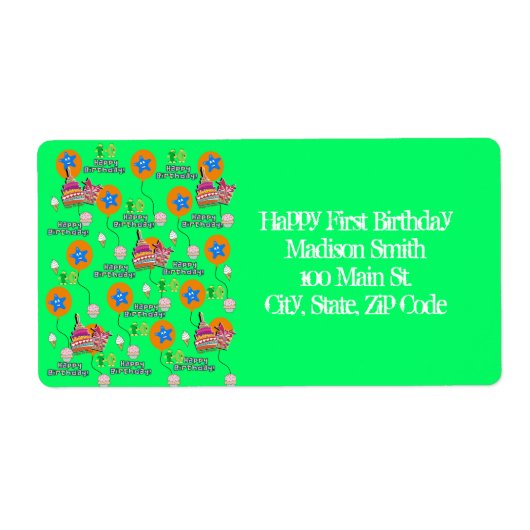 Happy 10th Birthday Adresetiketten, Green Etiket (Voorkant)