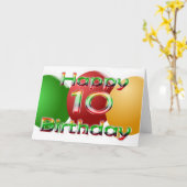 Happy 10th Birthday-ballonkaart Kaart (Gele Bloem)
