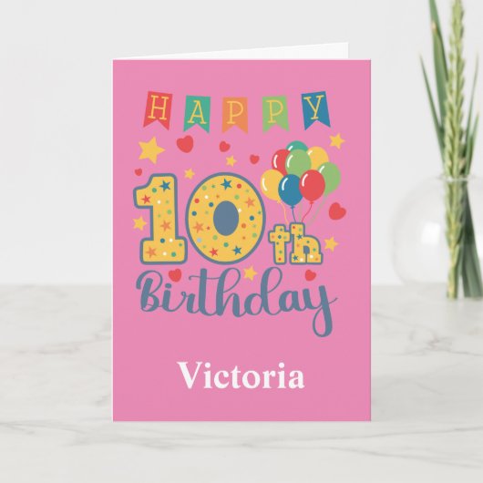 Happy 10th Birthday Card Kaart (Voorkant)