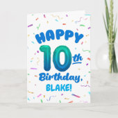 Happy 10th Birthday Card with Custom Name Kaart (Voorkant)