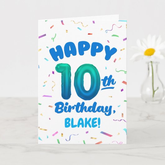 Happy 10th Birthday Card with Custom Name Kaart (Kleine Plant)